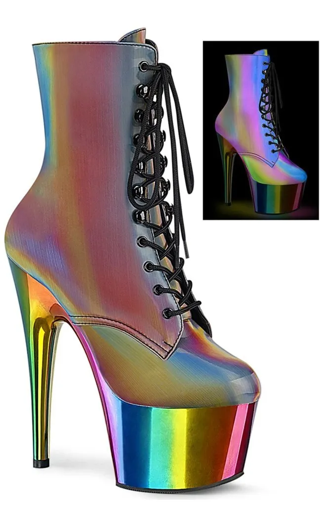 ADORE-1020RC-REFL Rainbow Chrome Ankle Boots