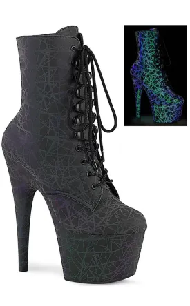 ADORE-1020REFL Green & Purple Ankle Boots