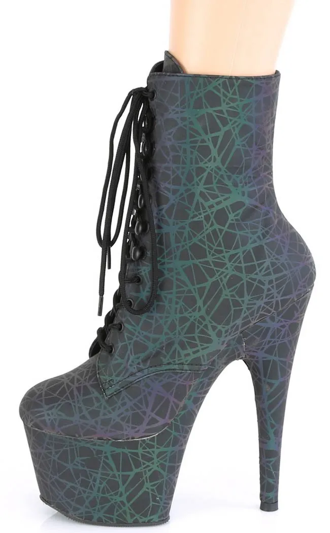 ADORE-1020REFL Green & Purple Ankle Boots