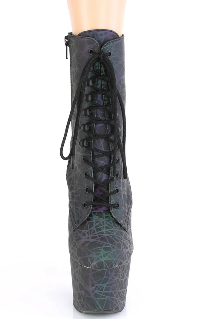 ADORE-1020REFL Green & Purple Ankle Boots