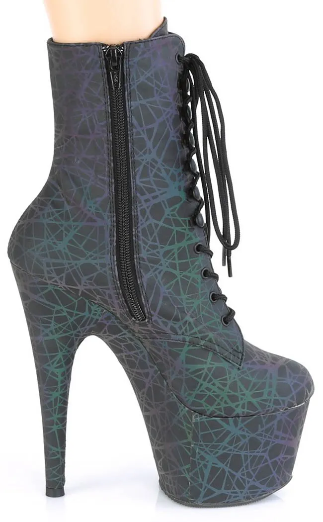 ADORE-1020REFL Green & Purple Ankle Boots