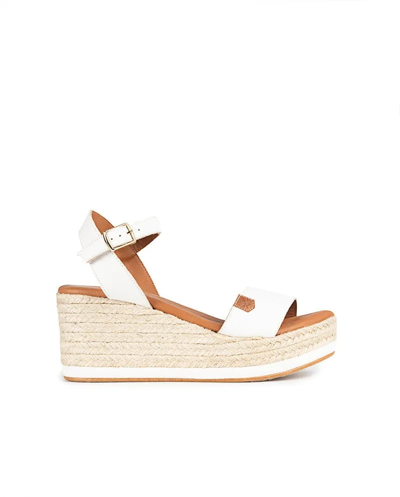 ARAMBOL LEATHER WEDGE SANDAL - WHITE