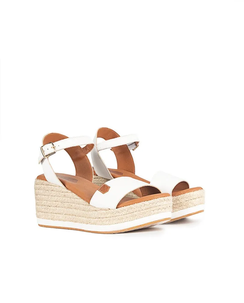 ARAMBOL LEATHER WEDGE SANDAL - WHITE