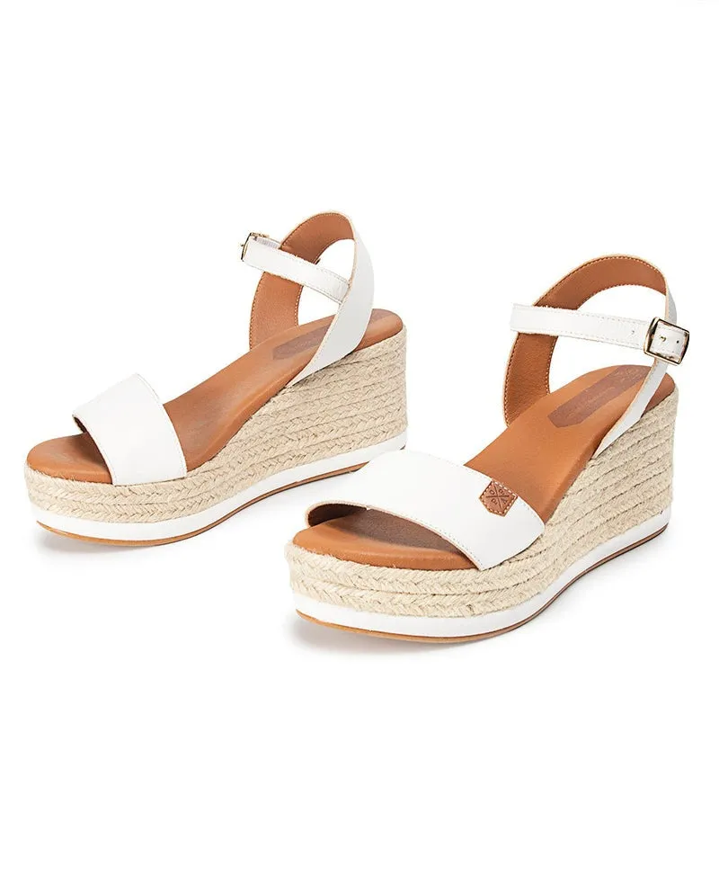 ARAMBOL LEATHER WEDGE SANDAL - WHITE