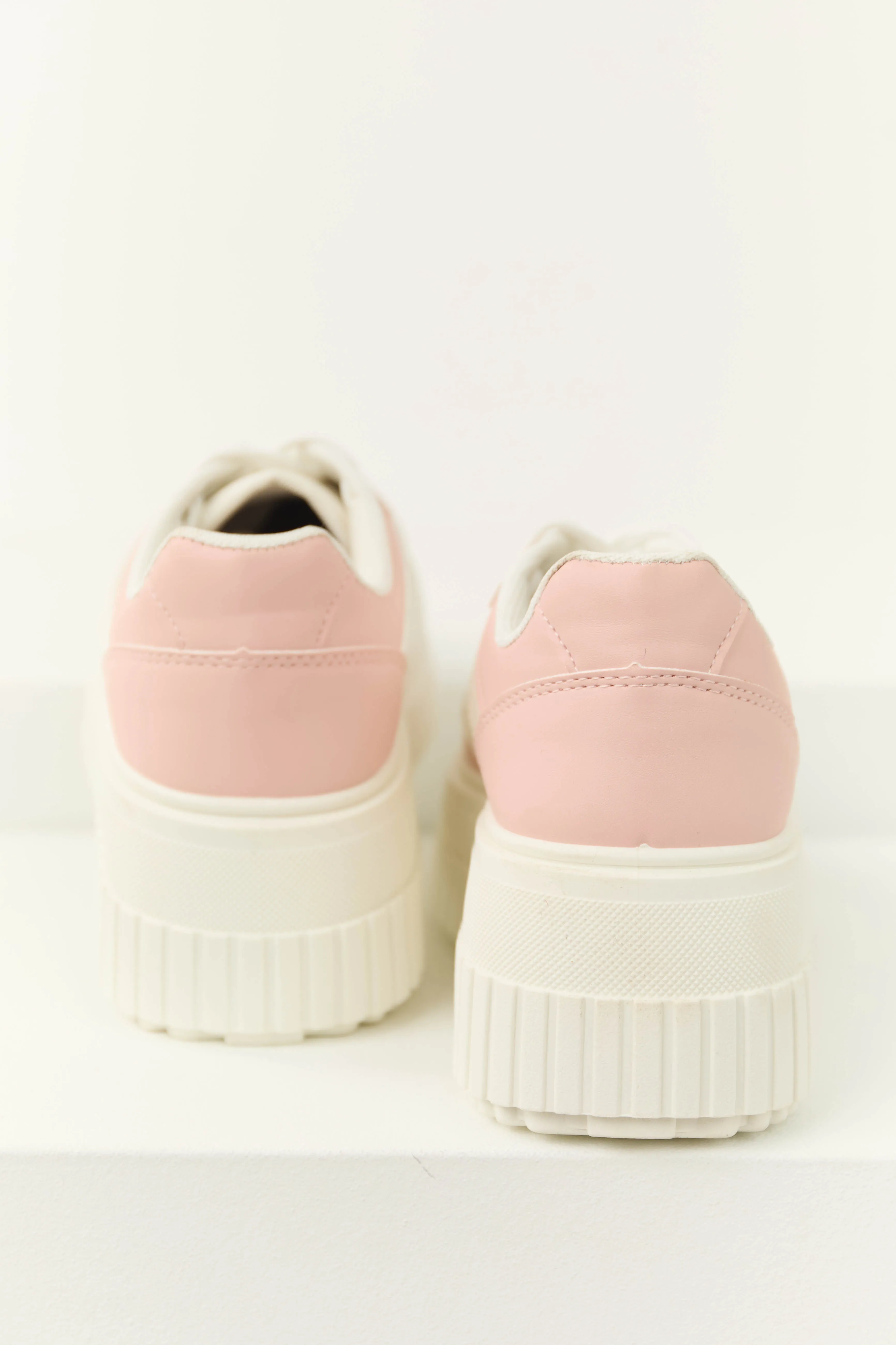 Baby Pink and White Platform Sneakers