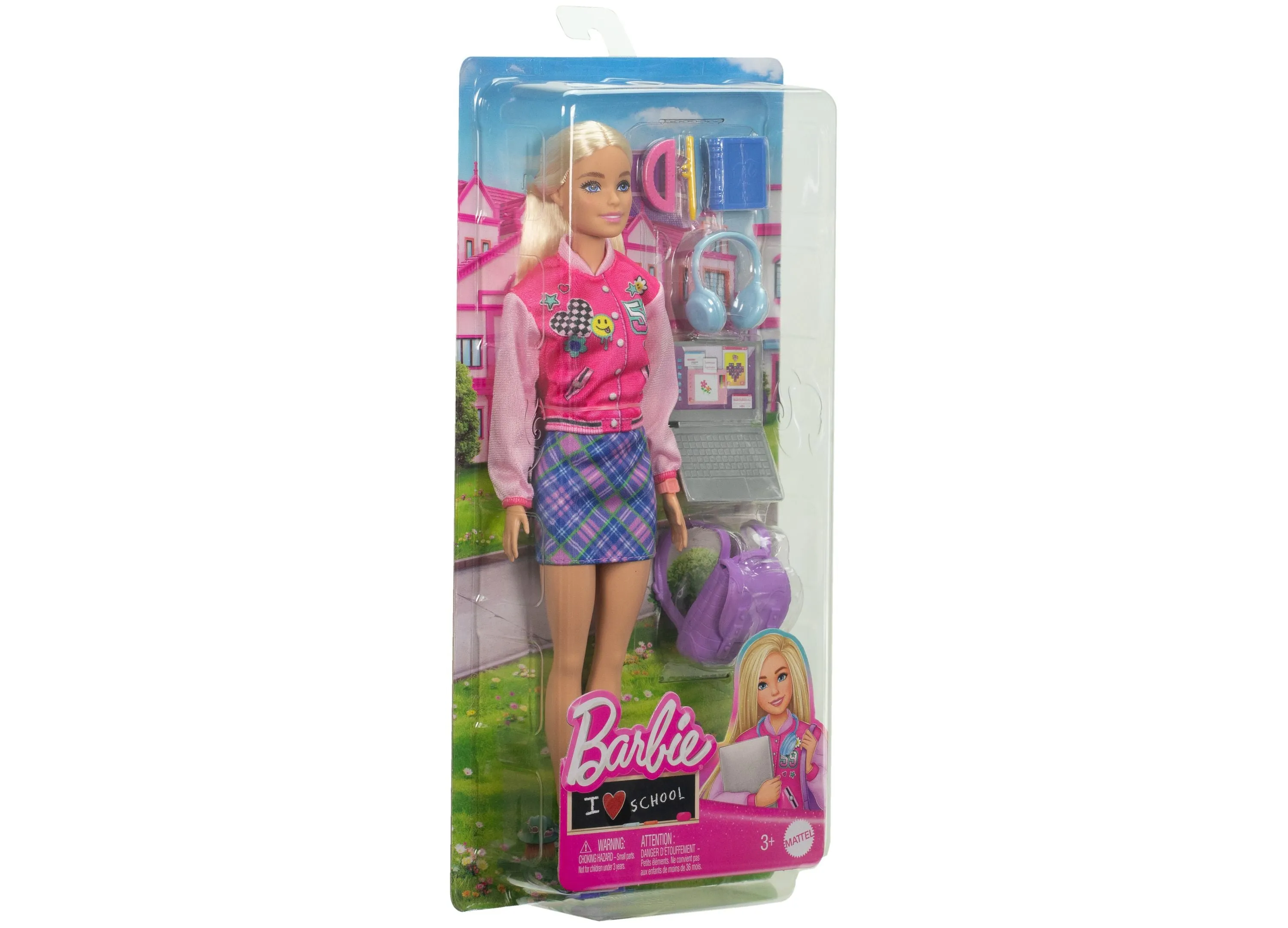 Barbie I Love School Toy Set with 7 Accessories, Blonde Fashion Doll Wears Removable Look