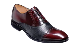 Barker Ramsgate Toe-Cap Oxford Shoe - Burgundy High-Shine/Black