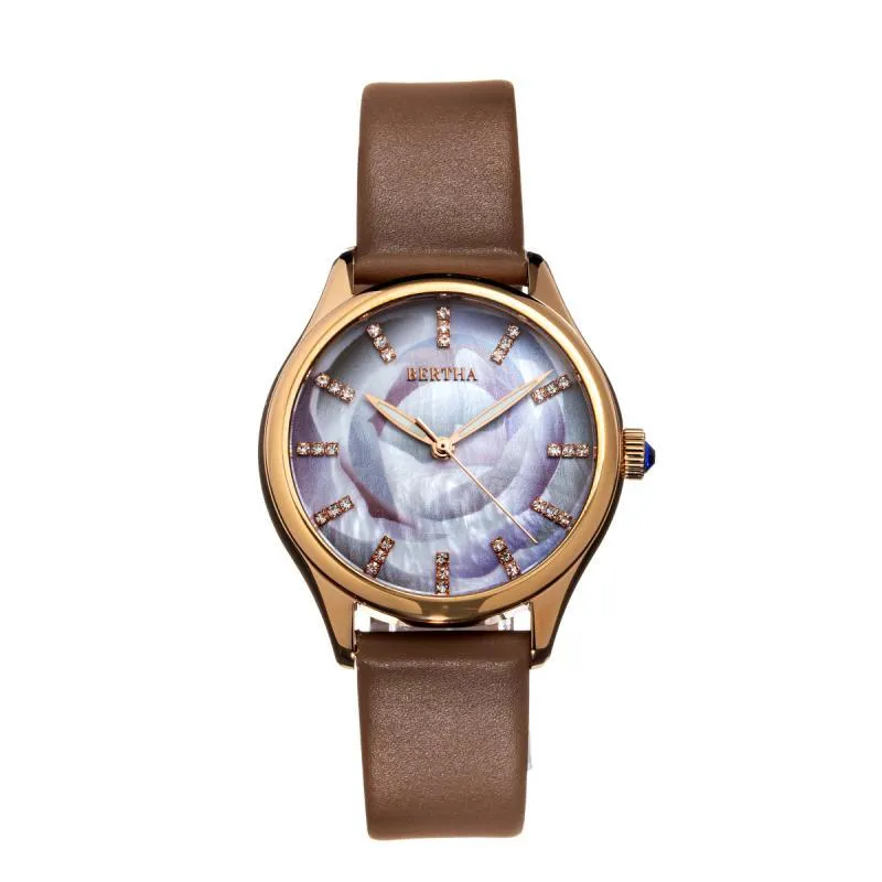 Bertha Georgiana Mother-Of-Pearl Leather-Band Watch