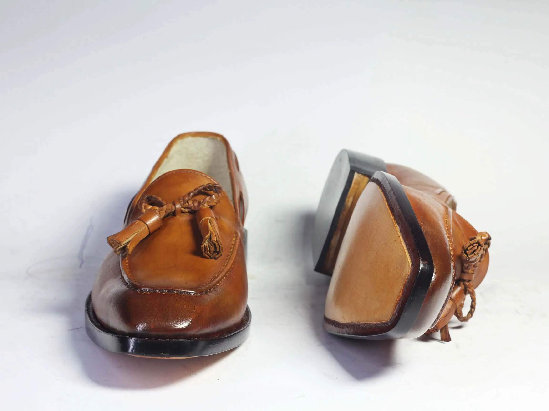 Bespoke Tan Tussle Leather Shoes for Men's