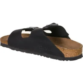 Birkenstock Women's Narrow Leather Sandals with Padded Insole, Black Oiled Leather