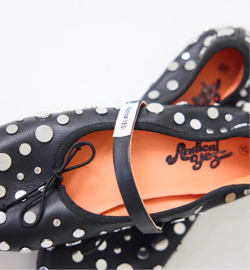 Blessed 2.0 Leather Ballet Flat | Black Stud