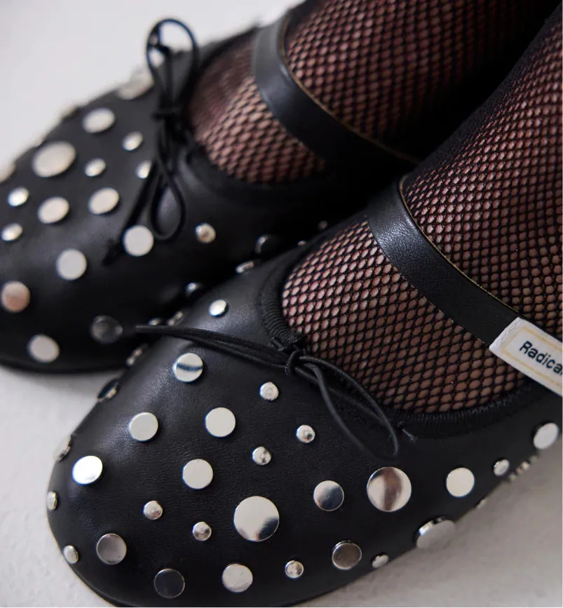 Blessed 2.0 Leather Ballet Flat | Black Stud