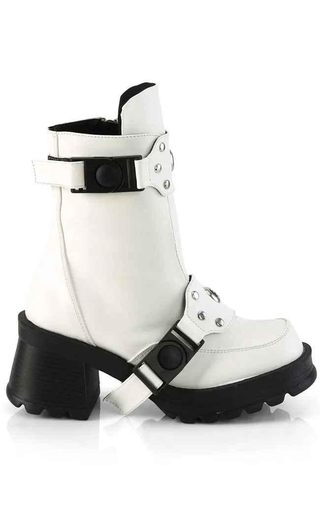 BRATTY-56 White Matte Ankle Boots