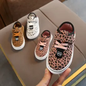 Breathable Leopard Animal Print Design Canvas Light Shoes For Kids