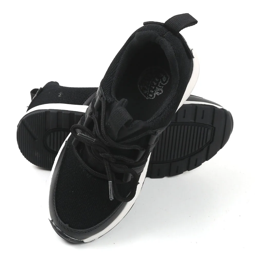 Casual Lace Up Sneakers For Boys - Black