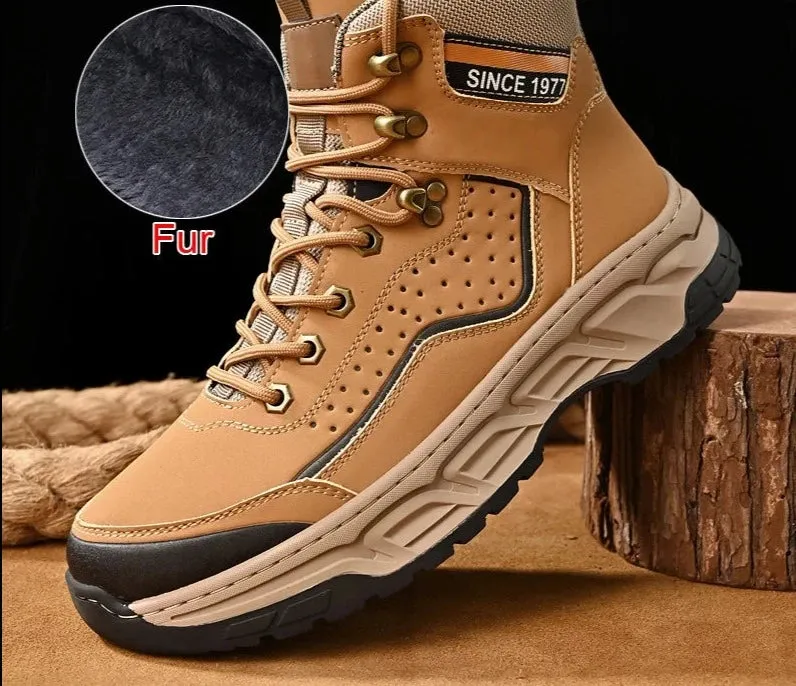 Fashion Casual Men Shoes Leather Boots Lace Up Handmade Comfortable Breathable Platform Ankle Boots Size 38-45