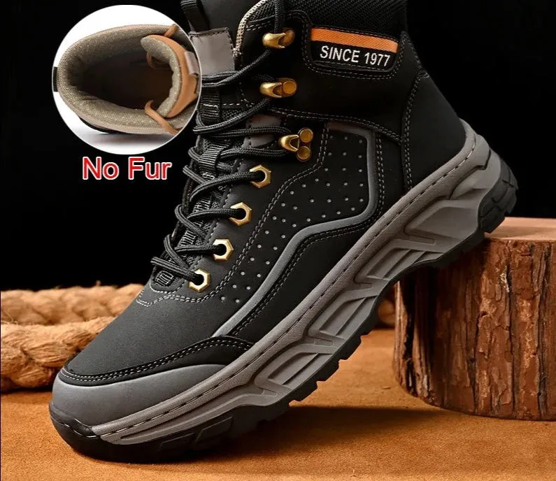 Fashion Casual Men Shoes Leather Boots Lace Up Handmade Comfortable Breathable Platform Ankle Boots Size 38-45