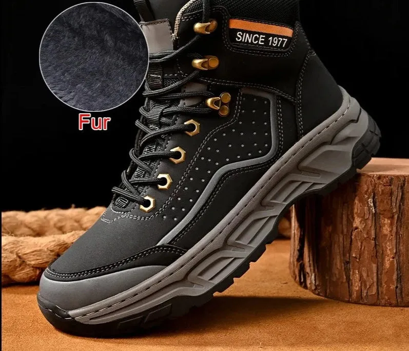 Fashion Casual Men Shoes Leather Boots Lace Up Handmade Comfortable Breathable Platform Ankle Boots Size 38-45