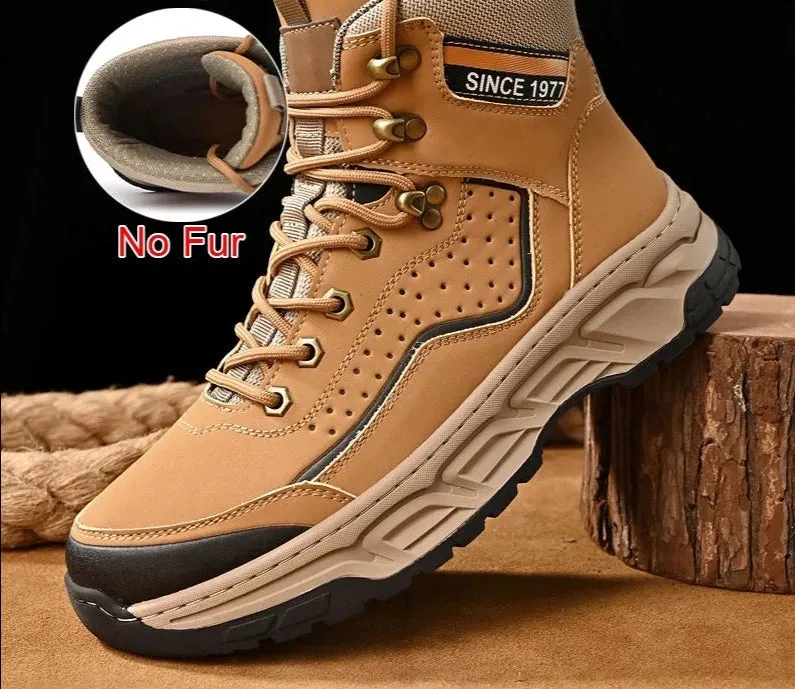 Fashion Casual Men Shoes Leather Boots Lace Up Handmade Comfortable Breathable Platform Ankle Boots Size 38-45