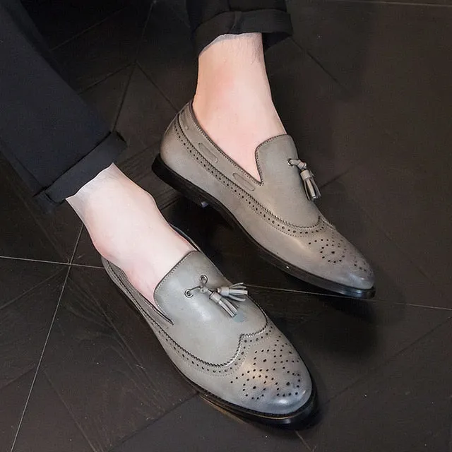 Fashion PU Leather Round Toe Bullock Oxfords Shoes