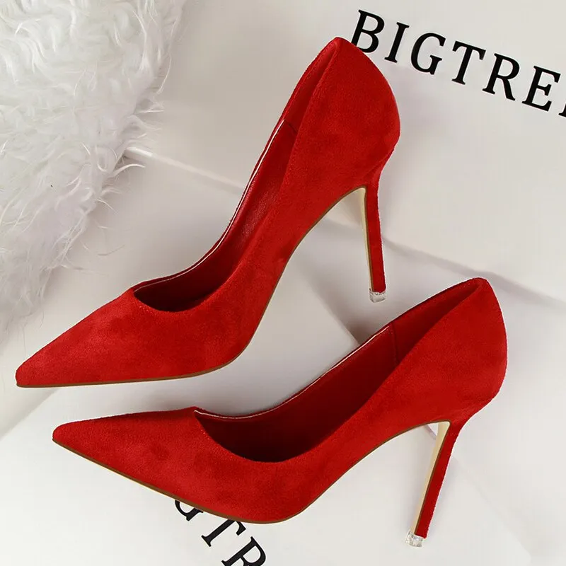 Graduation Gift Shoes Woman Pumps Suede Women Shoes Pumps Stiletto High Heels Fashion Office Shoes Female Heeled Shoes Plus Size 42 43