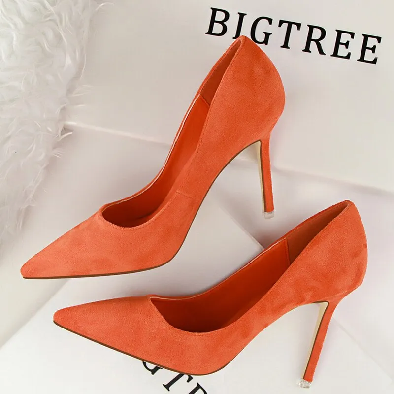 Graduation Gift Shoes Woman Pumps Suede Women Shoes Pumps Stiletto High Heels Fashion Office Shoes Female Heeled Shoes Plus Size 42 43