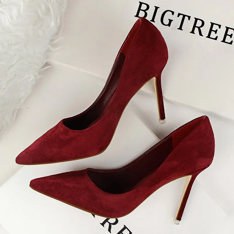 Graduation Gift Shoes Woman Pumps Suede Women Shoes Pumps Stiletto High Heels Fashion Office Shoes Female Heeled Shoes Plus Size 42 43