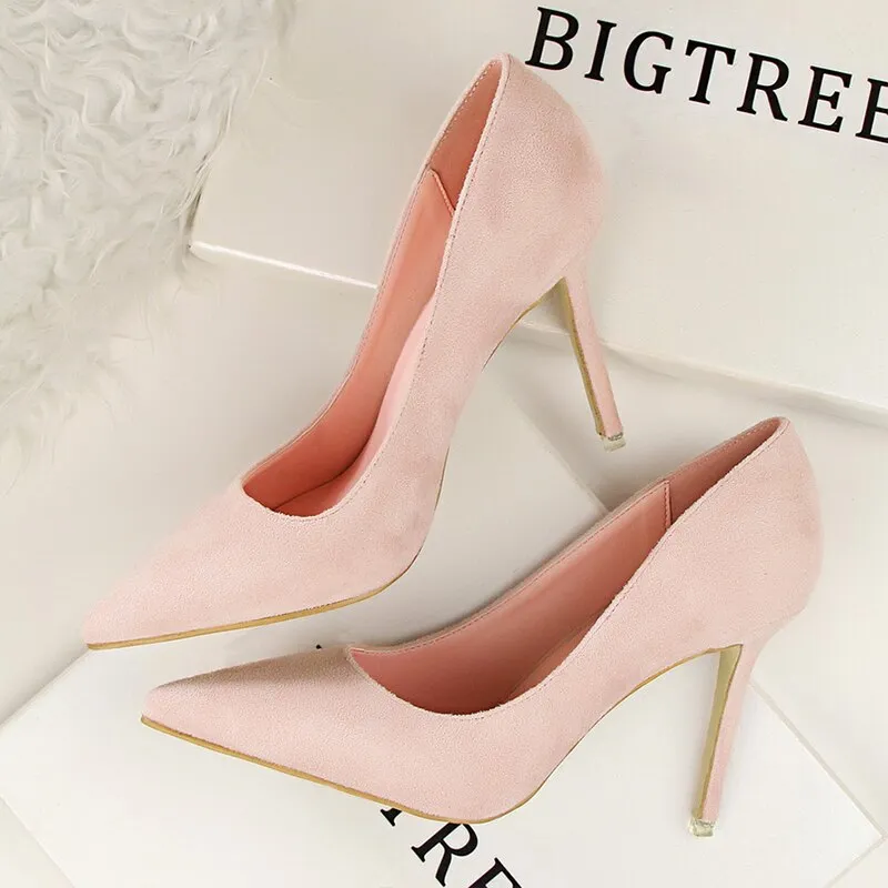 Graduation Gift Shoes Woman Pumps Suede Women Shoes Pumps Stiletto High Heels Fashion Office Shoes Female Heeled Shoes Plus Size 42 43