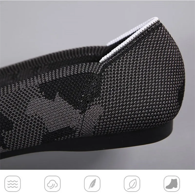 Knitted Fabric Comfortable Flat Pointed Toe Breathable Pumps