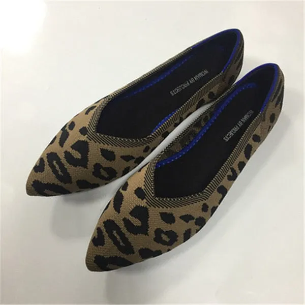 Knitted Fabric Comfortable Flat Pointed Toe Breathable Pumps