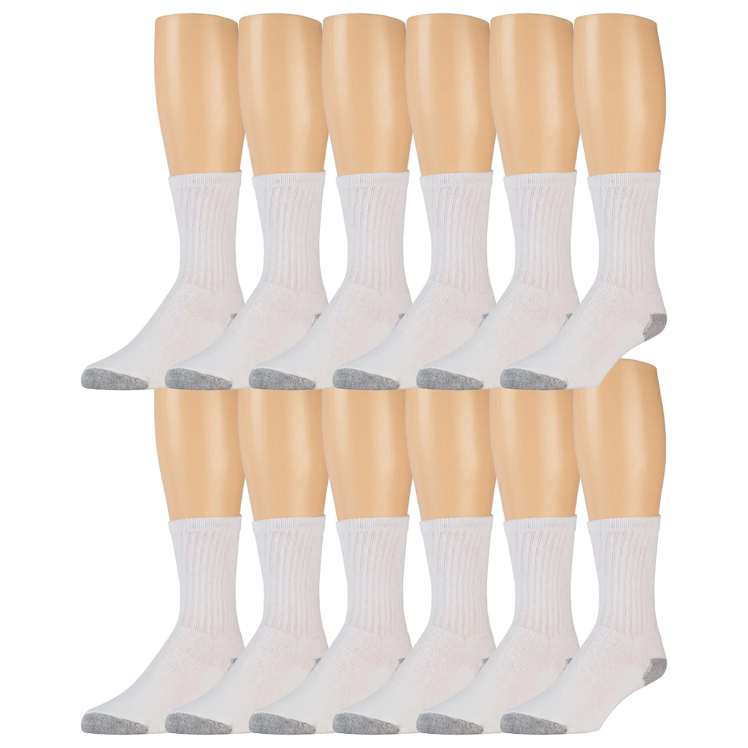 Men's Cotton Athletic Crew Sports Socks, Size 10-13