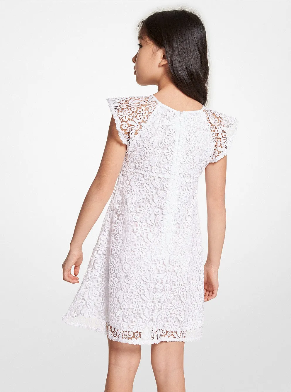 Michael Kors Kids Floral Lace Dress, white