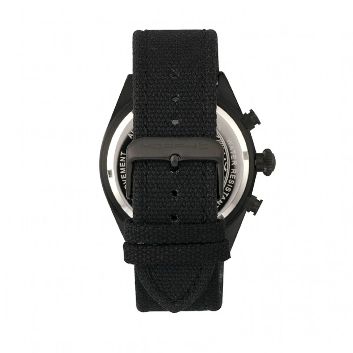 Morphic M53 Series Chronograph Fiber-Weaved Leather-Band Watch w/Date - Black