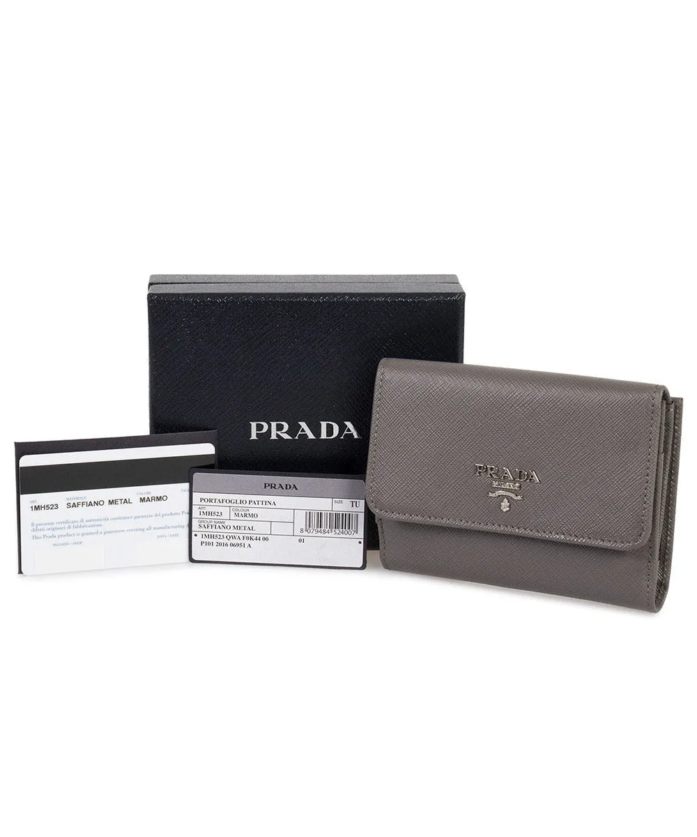 Prada Marble Saffiano Leather Flap Wallet 1MH523 QWA F0K44