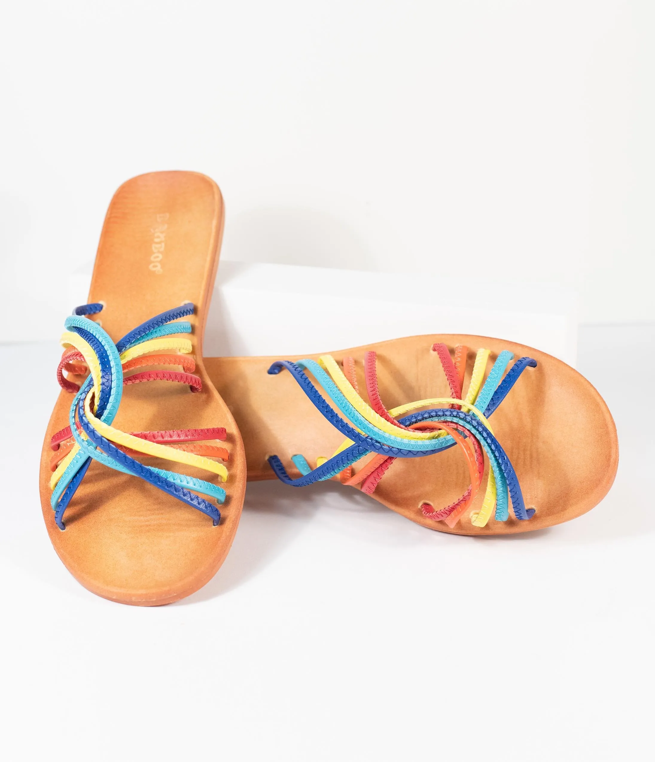 Retro Style Rainbow Strappy Sandals