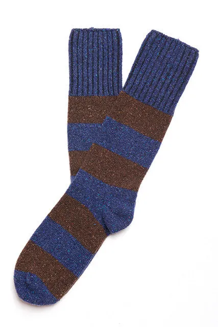 Rugby Stripe Boot Socks in Wool and Silk