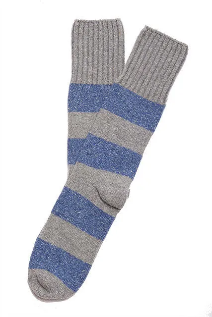 Rugby Stripe Boot Socks in Wool and Silk