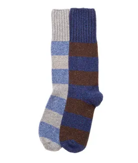 Rugby Stripe Boot Socks in Wool and Silk