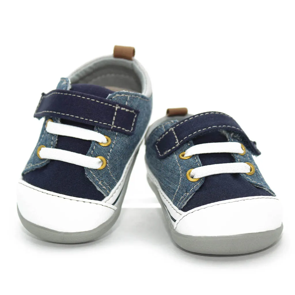 See Kai Run Stevie II Sneakers Blue Denim Infants Walkers Boys - Kids Shoes