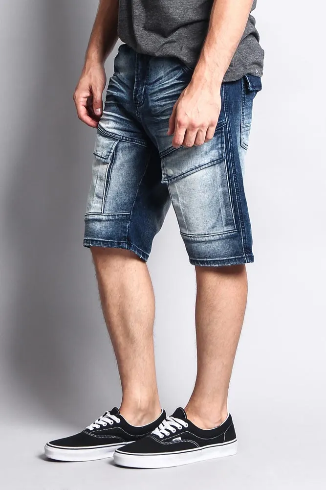 Special Wash Front Cargo Pocket Denim Shorts