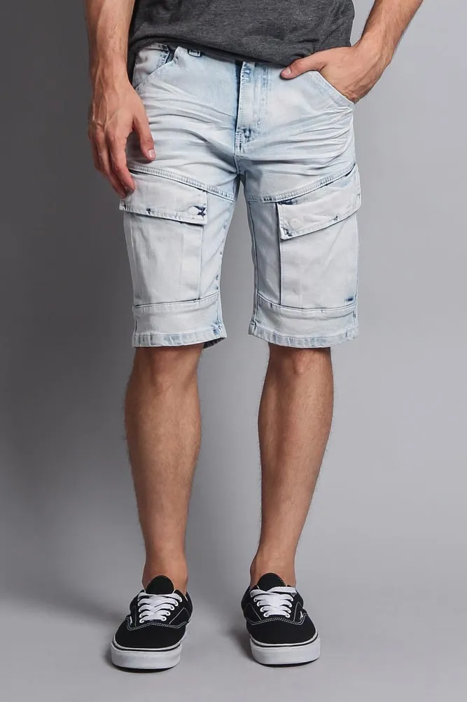 Special Wash Front Cargo Pocket Denim Shorts