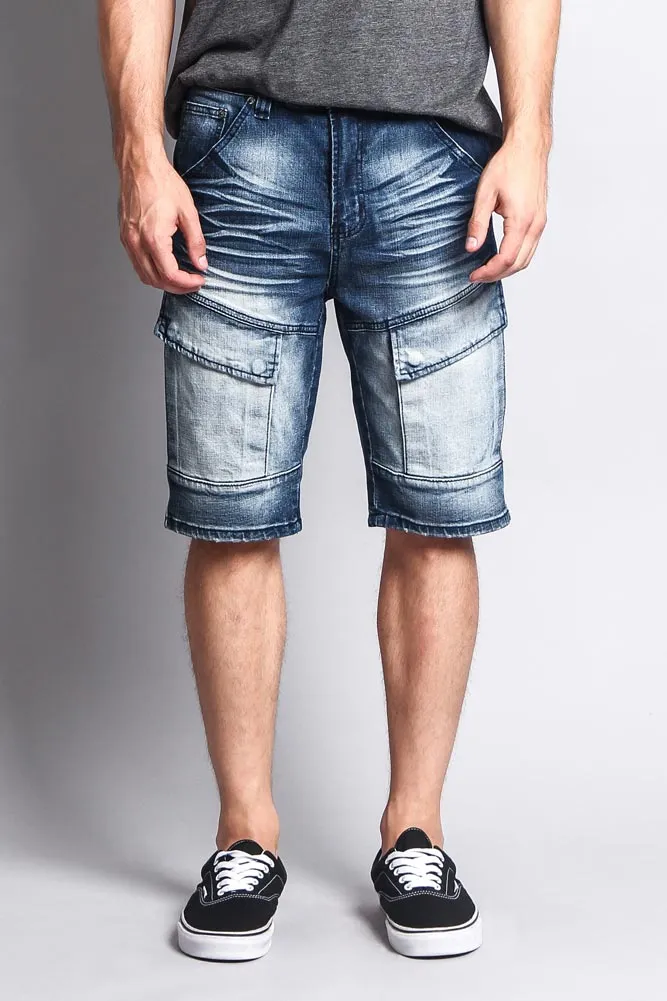 Special Wash Front Cargo Pocket Denim Shorts