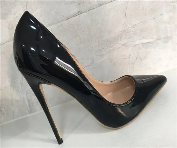 Women high heel shoes wedding pumps pointed toes patent leather fashion shoes 8cm 10cm 12cm size 34-44