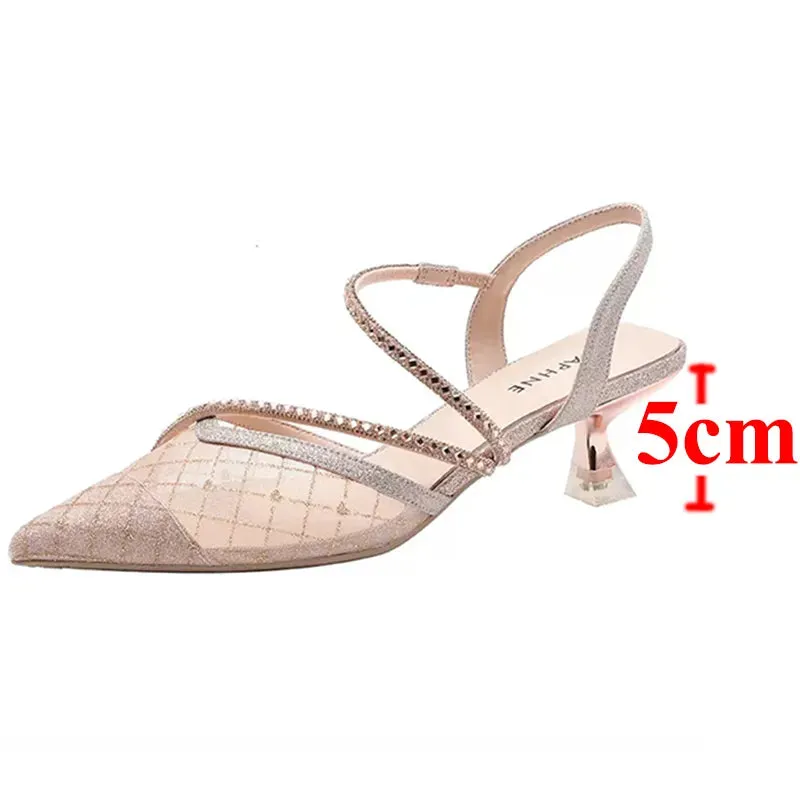 Women High Heels Sandals Summer Heel Pumps Transparet Mesh Party Shoes - WSHP50066